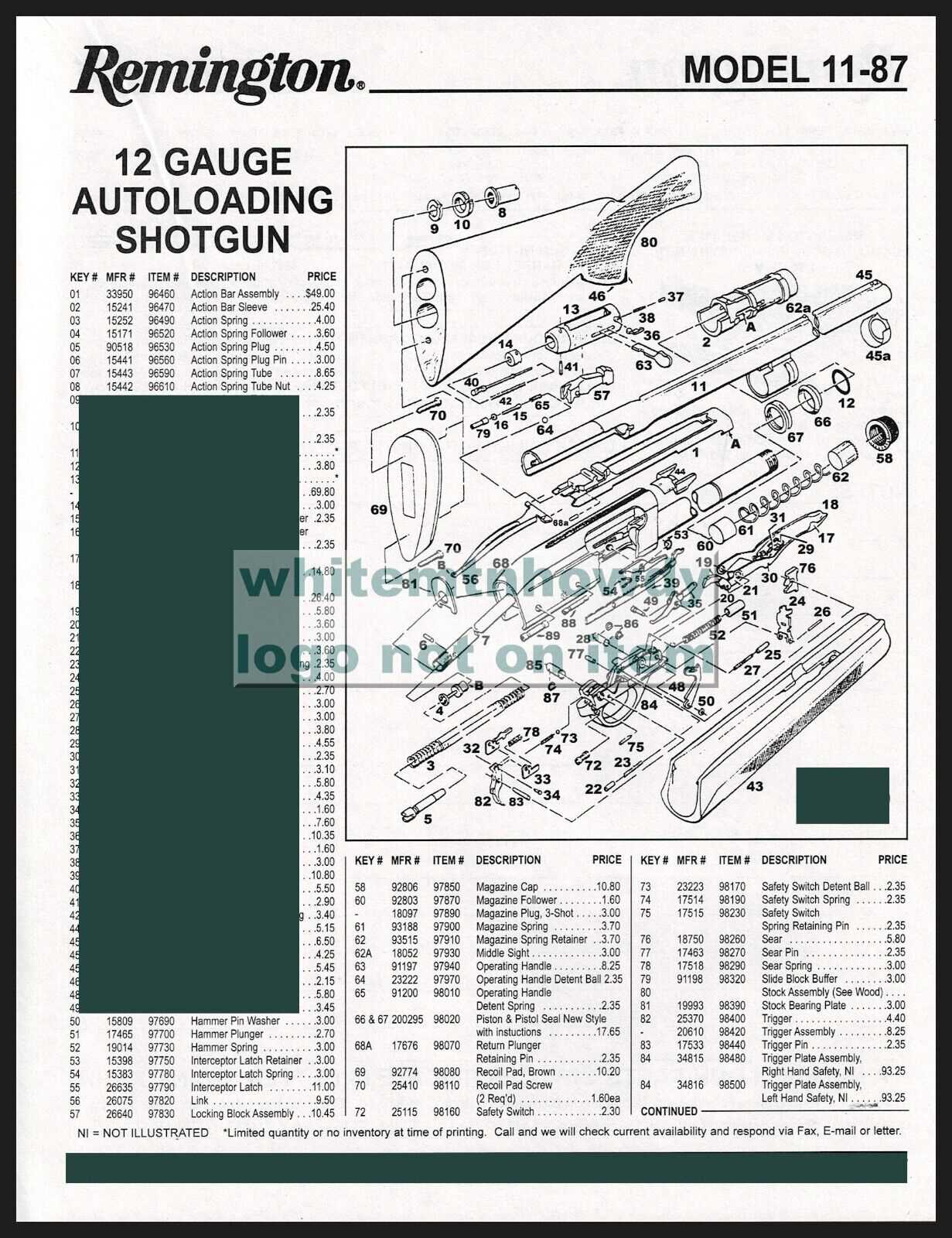 remington 11 87 parts diagram