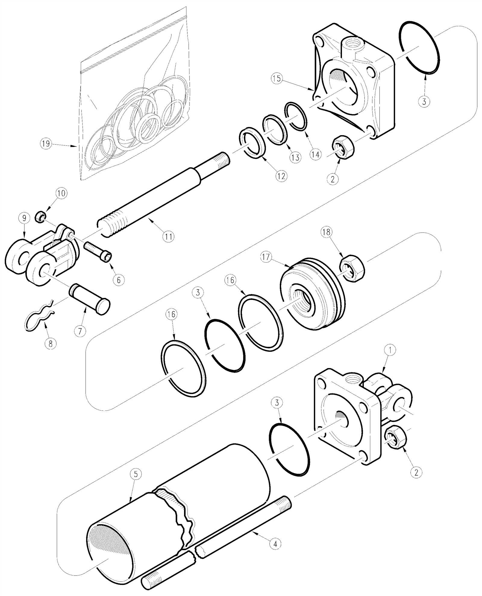 diagram hydraulic cylinder parts