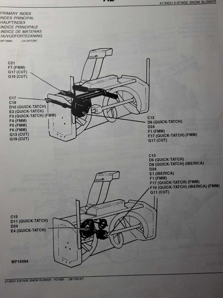 john deere 44 snowblower parts diagram