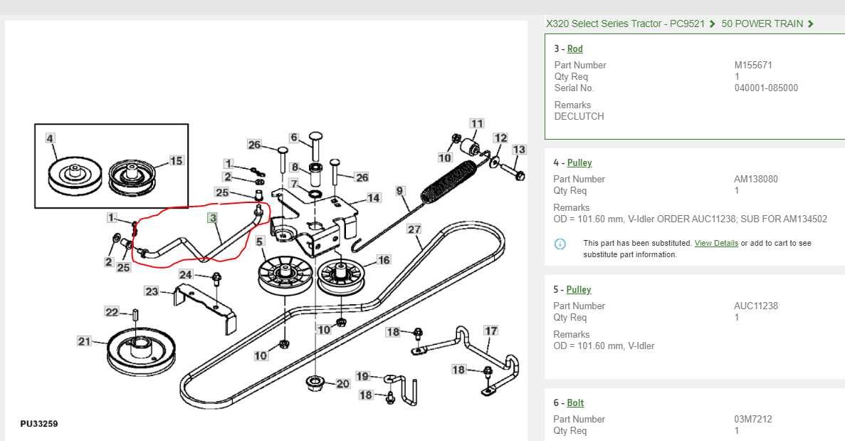 john deere x320 deck parts diagram