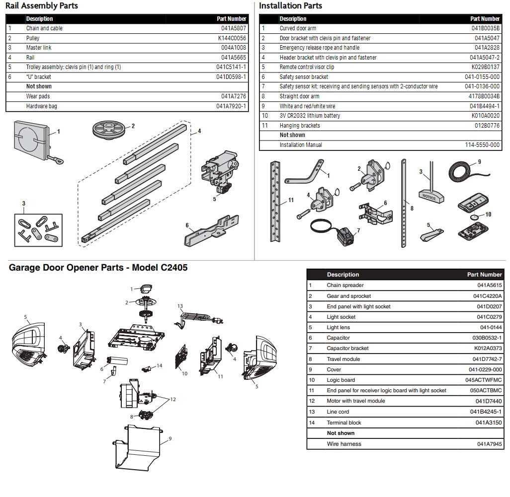 manual garage door parts diagram