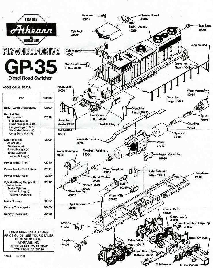 athearn parts diagrams