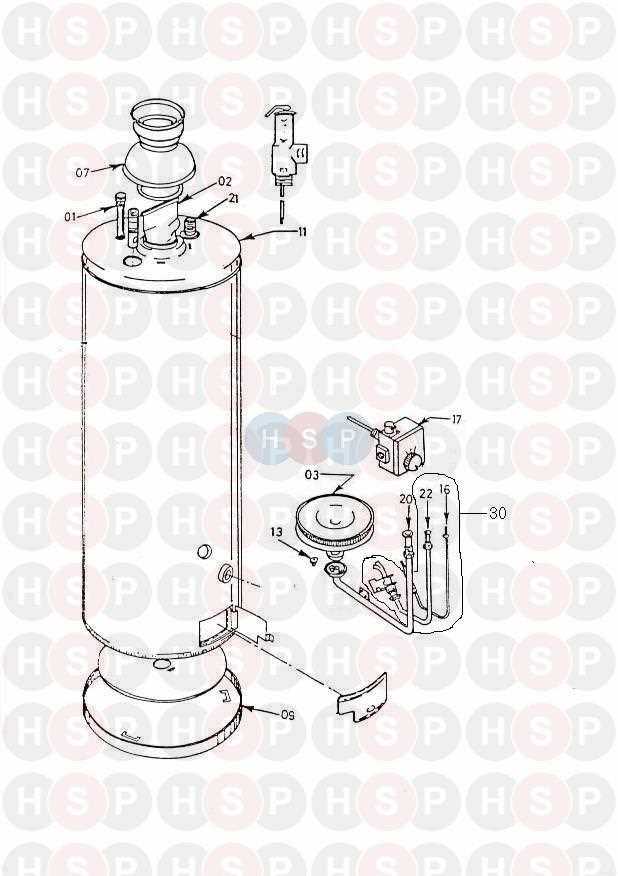 gas hot water heater parts diagram