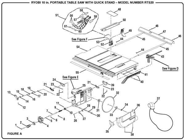 ryobi 10 table saw parts diagram