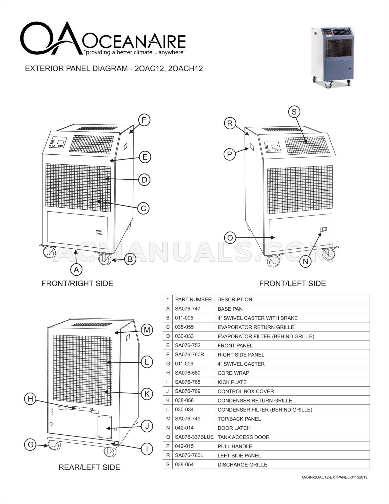 portable air conditioner parts diagram