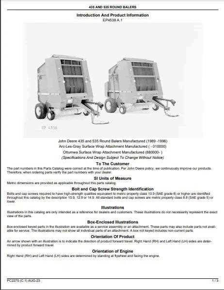 john deere 457 round baler parts diagram