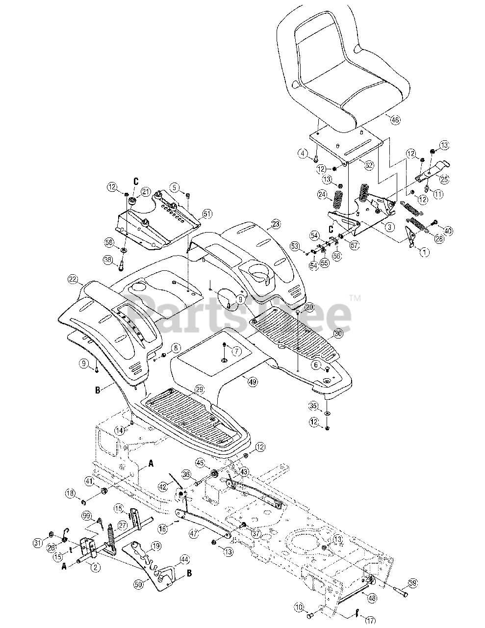 cub cadet 46 inch mower deck parts diagram