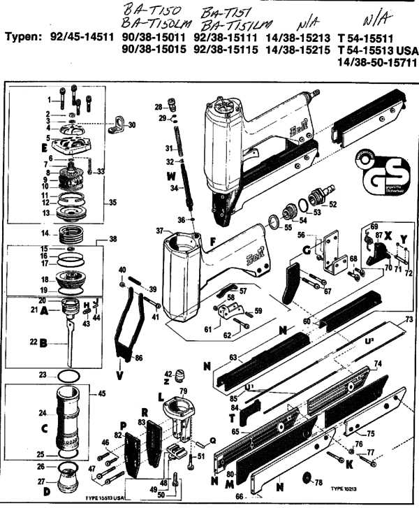 bostitch stapler parts diagram