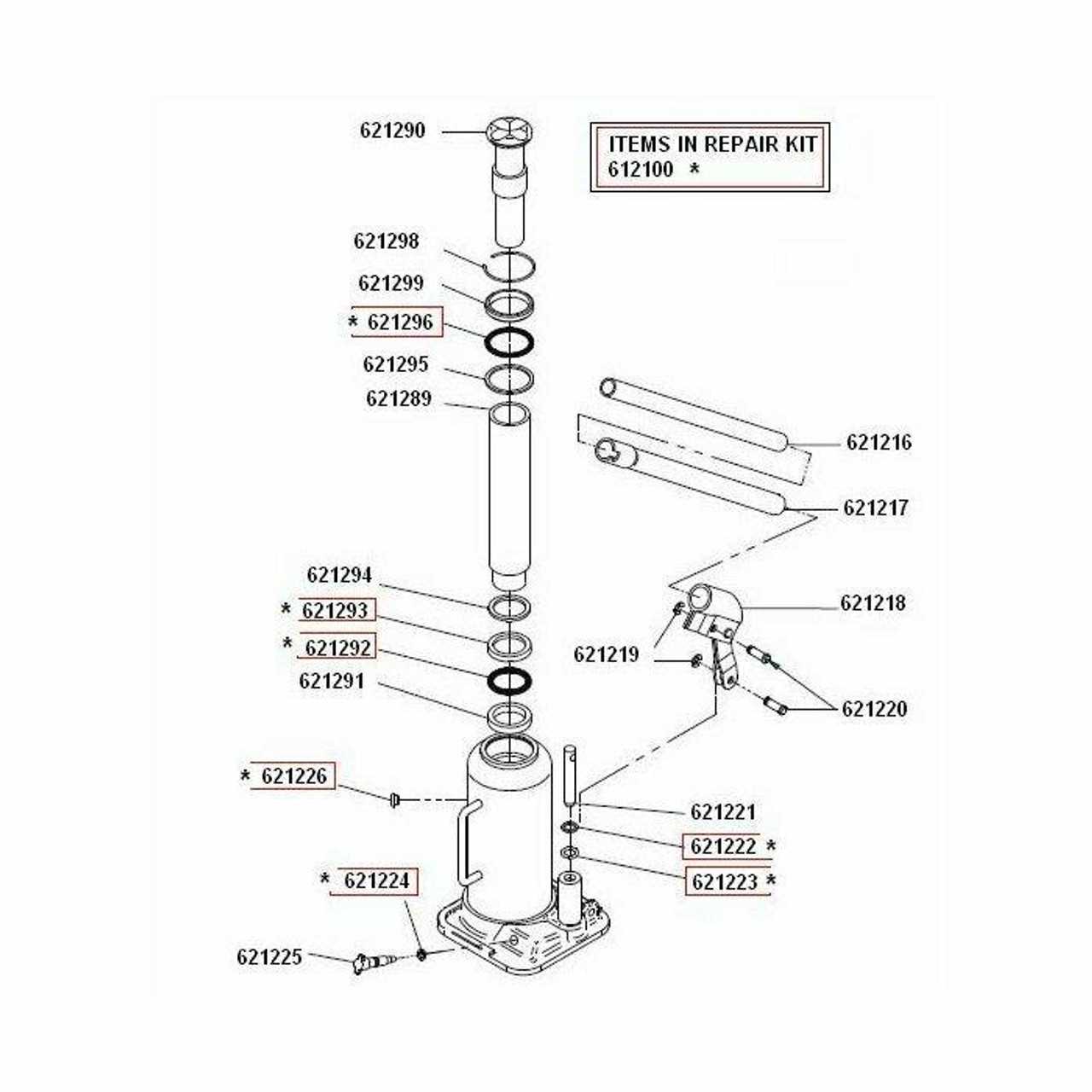 2 ton hydraulic floor jack parts diagram