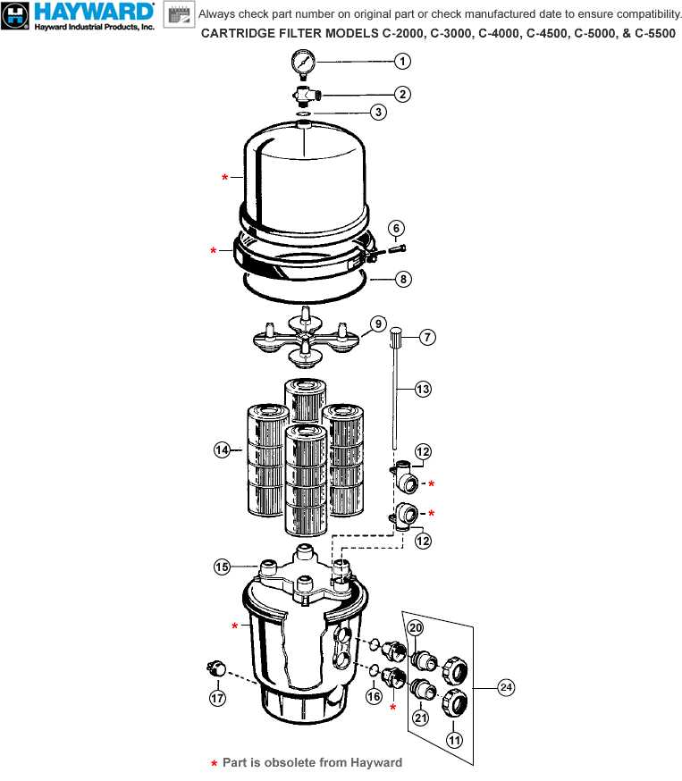 hayward pool filter parts diagram