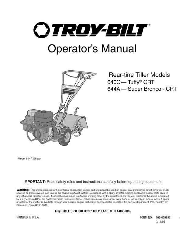 troy bilt bronco tiller parts diagram