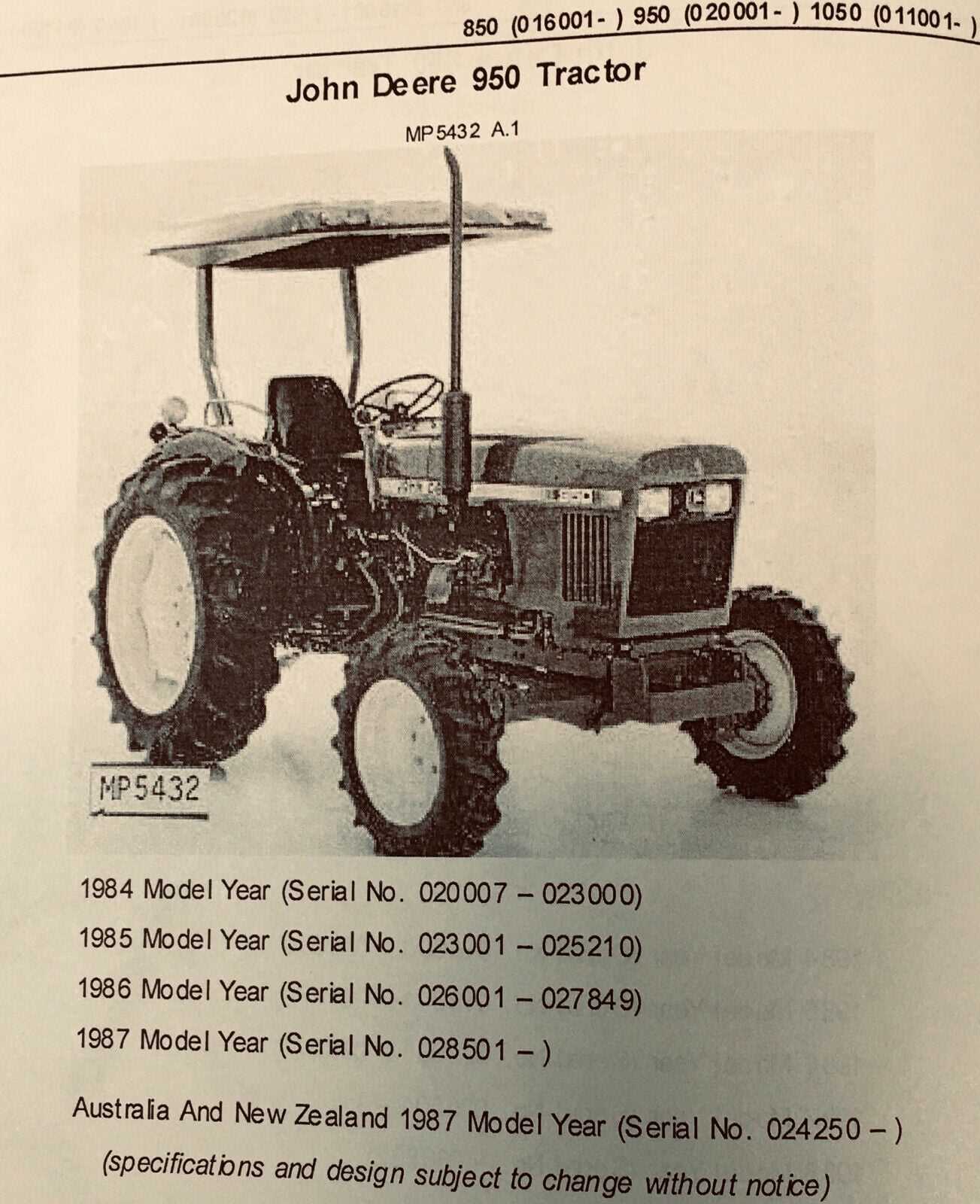 john deere 850 tractor parts diagram