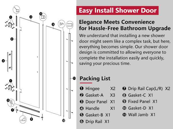 hinged shower door parts diagram