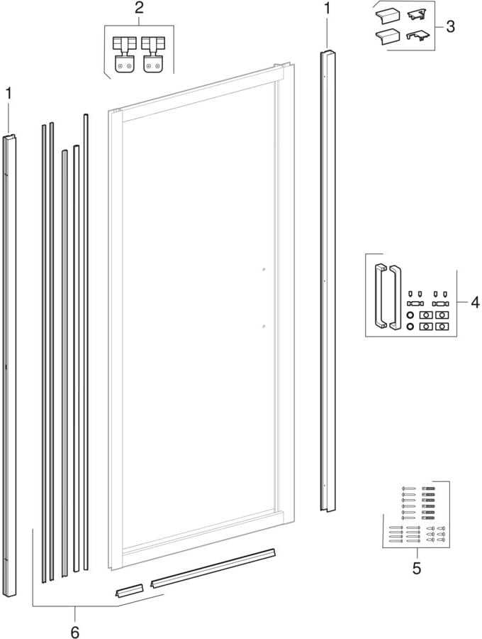 hinged shower door parts diagram