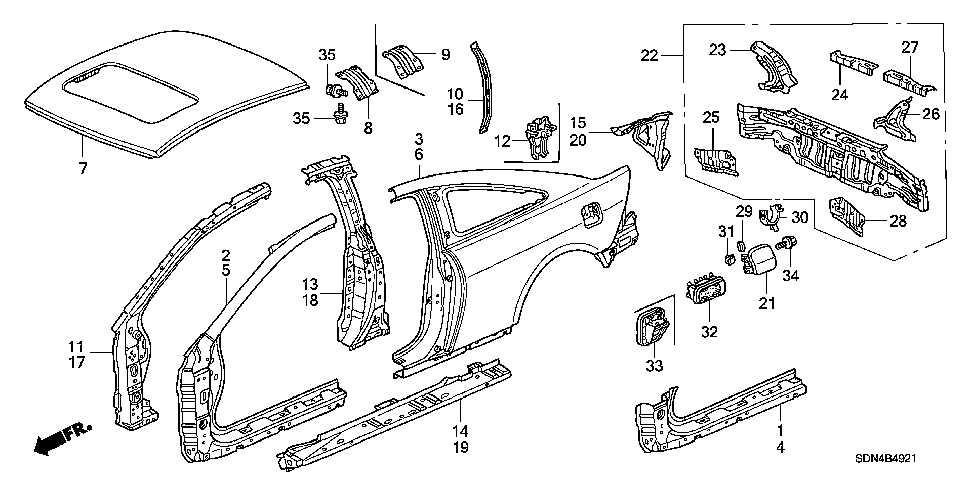 honda accord body parts diagram