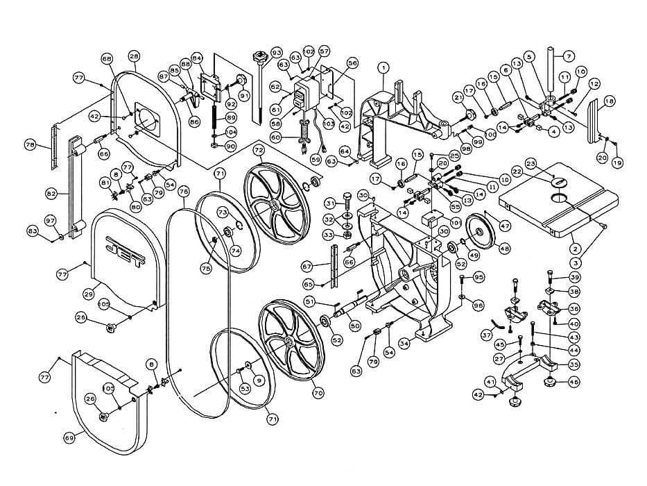 horizontal band saw parts diagram