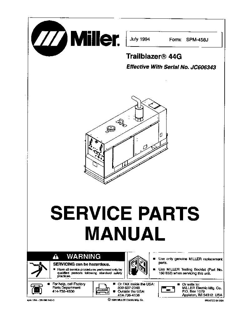 miller trailblazer 325 parts diagram