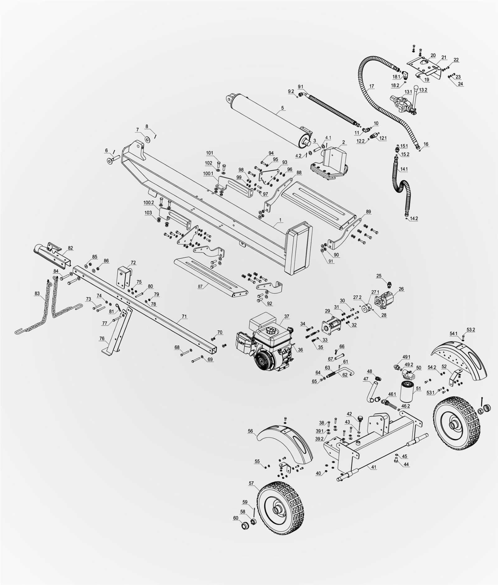 huskee log splitter parts diagram