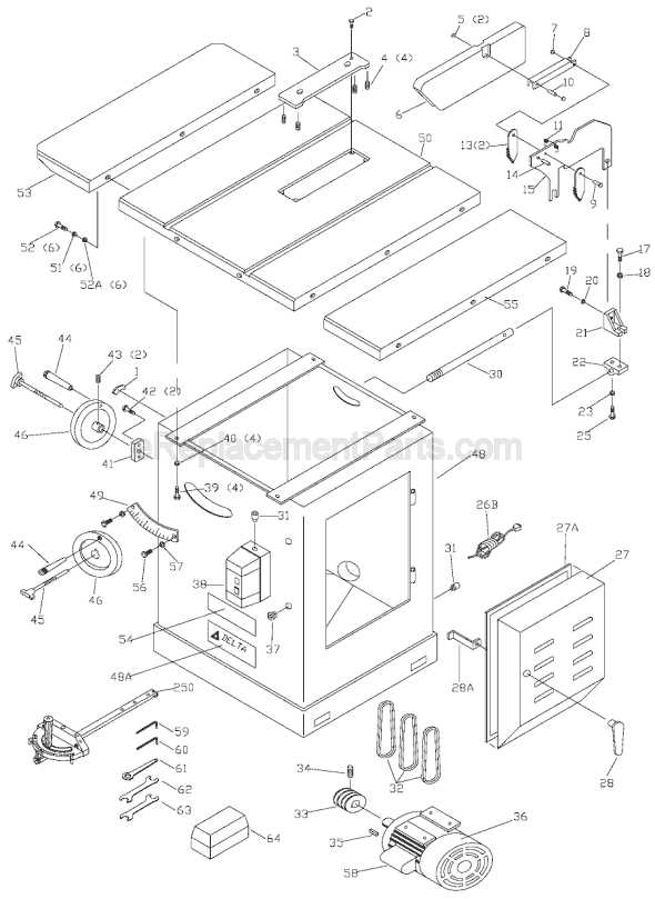 delta table saw parts diagram