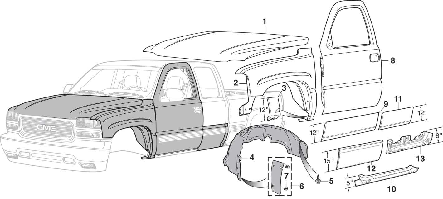 body gmc yukon parts diagram