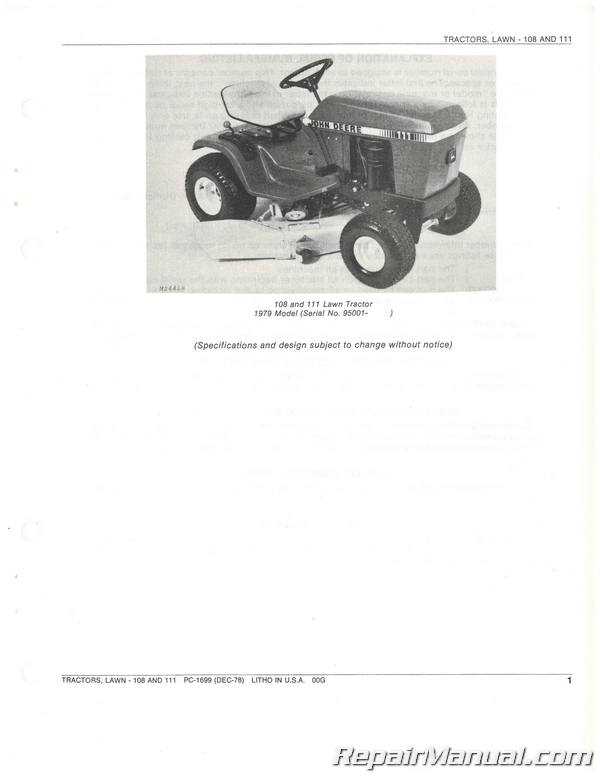 john deere 111 parts diagram