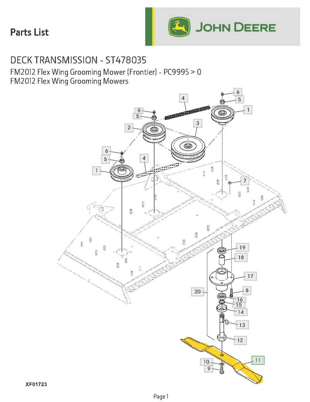 john deere 48 mower deck parts diagram