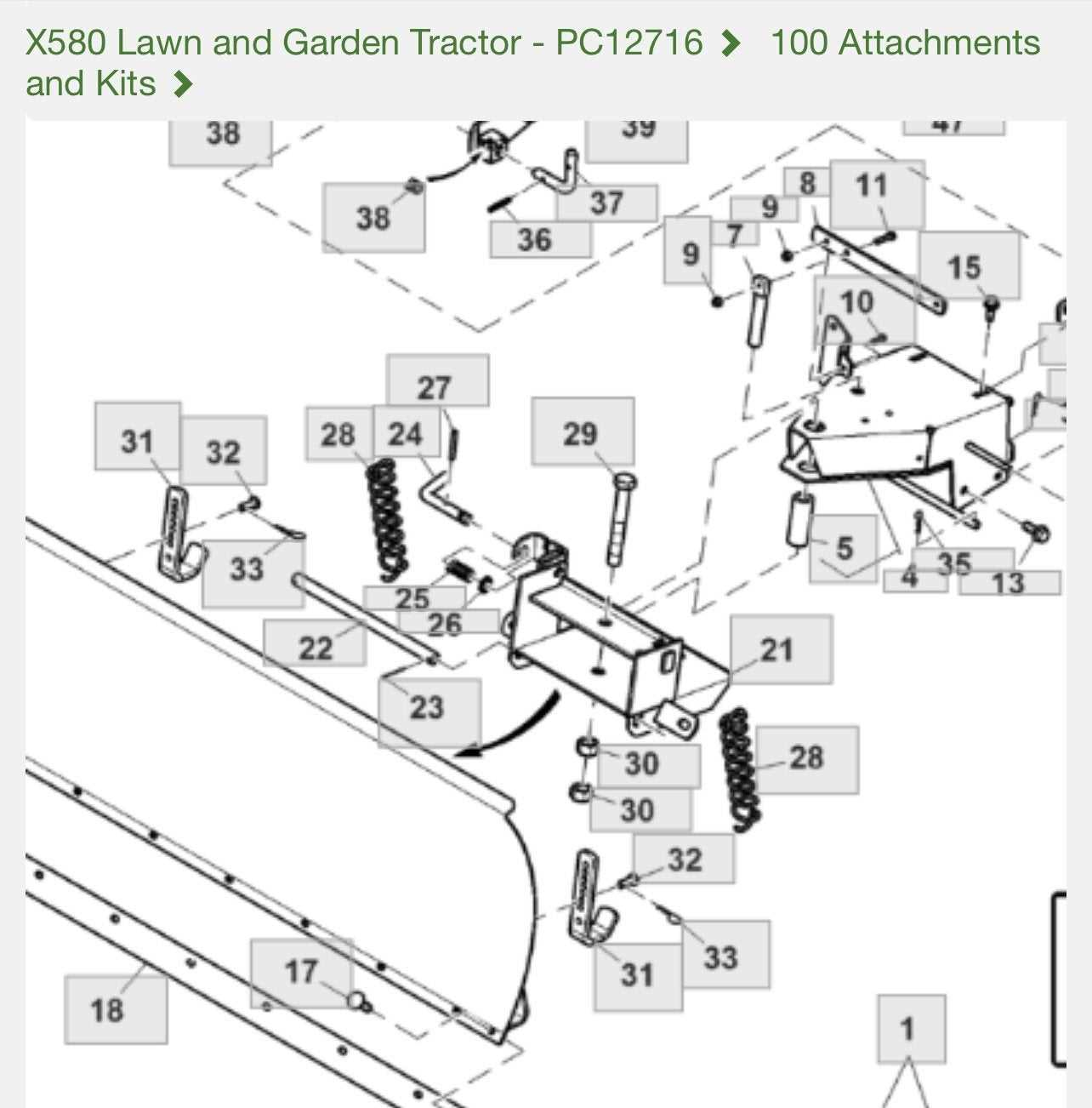 john deere x580 parts diagram