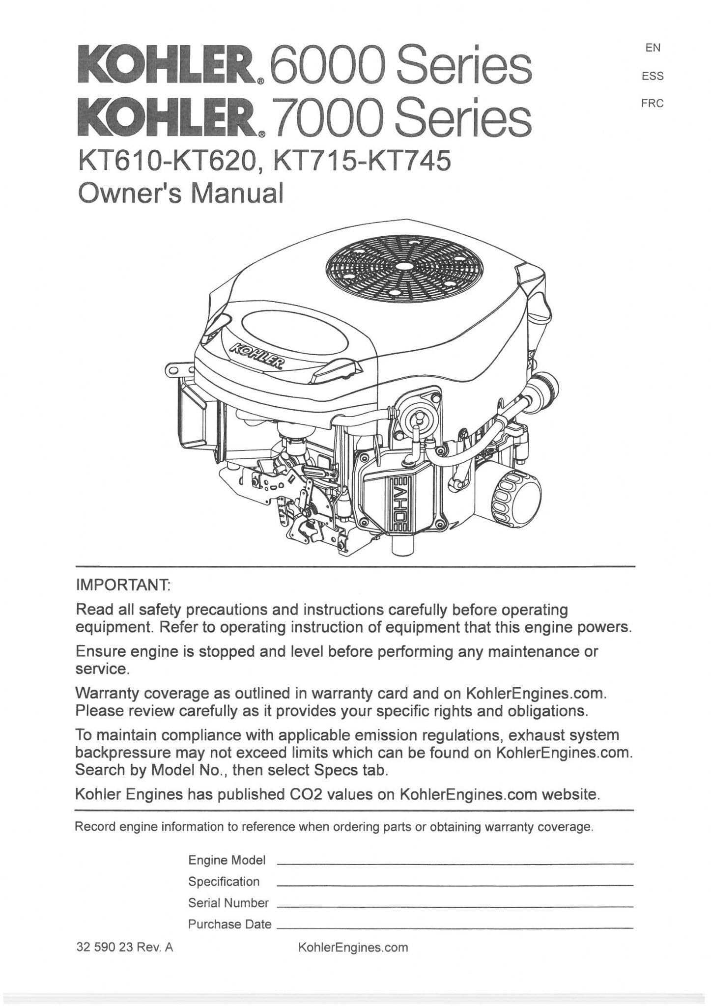 kohler motor parts diagram