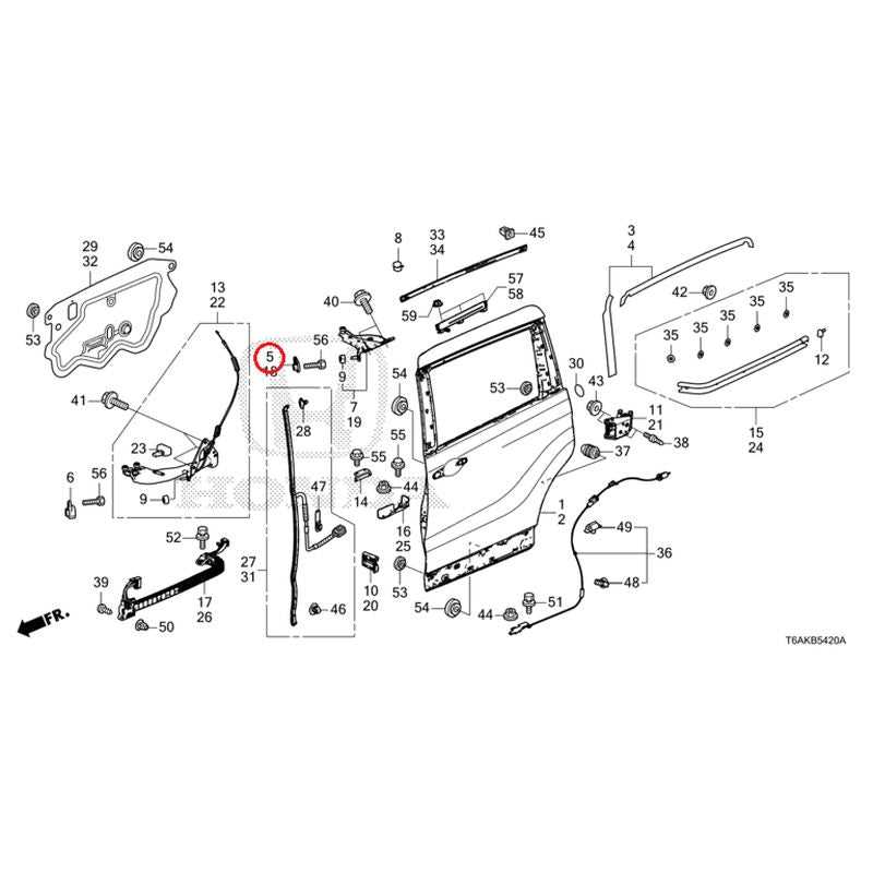 2007 honda odyssey sliding door parts diagram