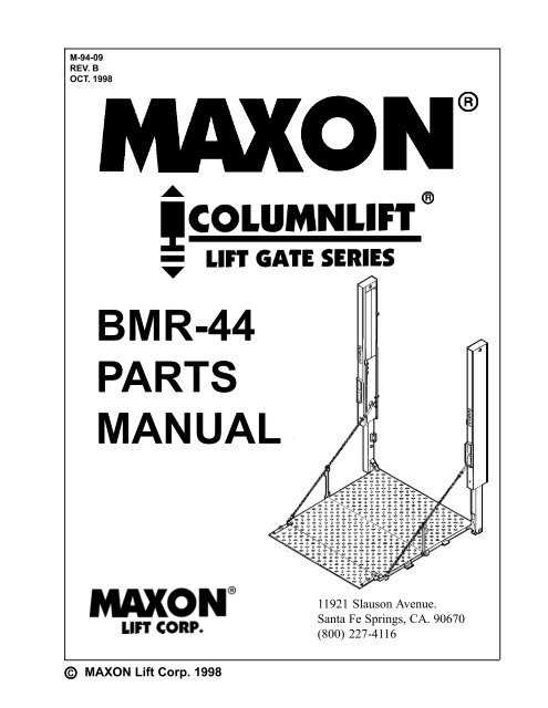 maxon liftgate parts diagram