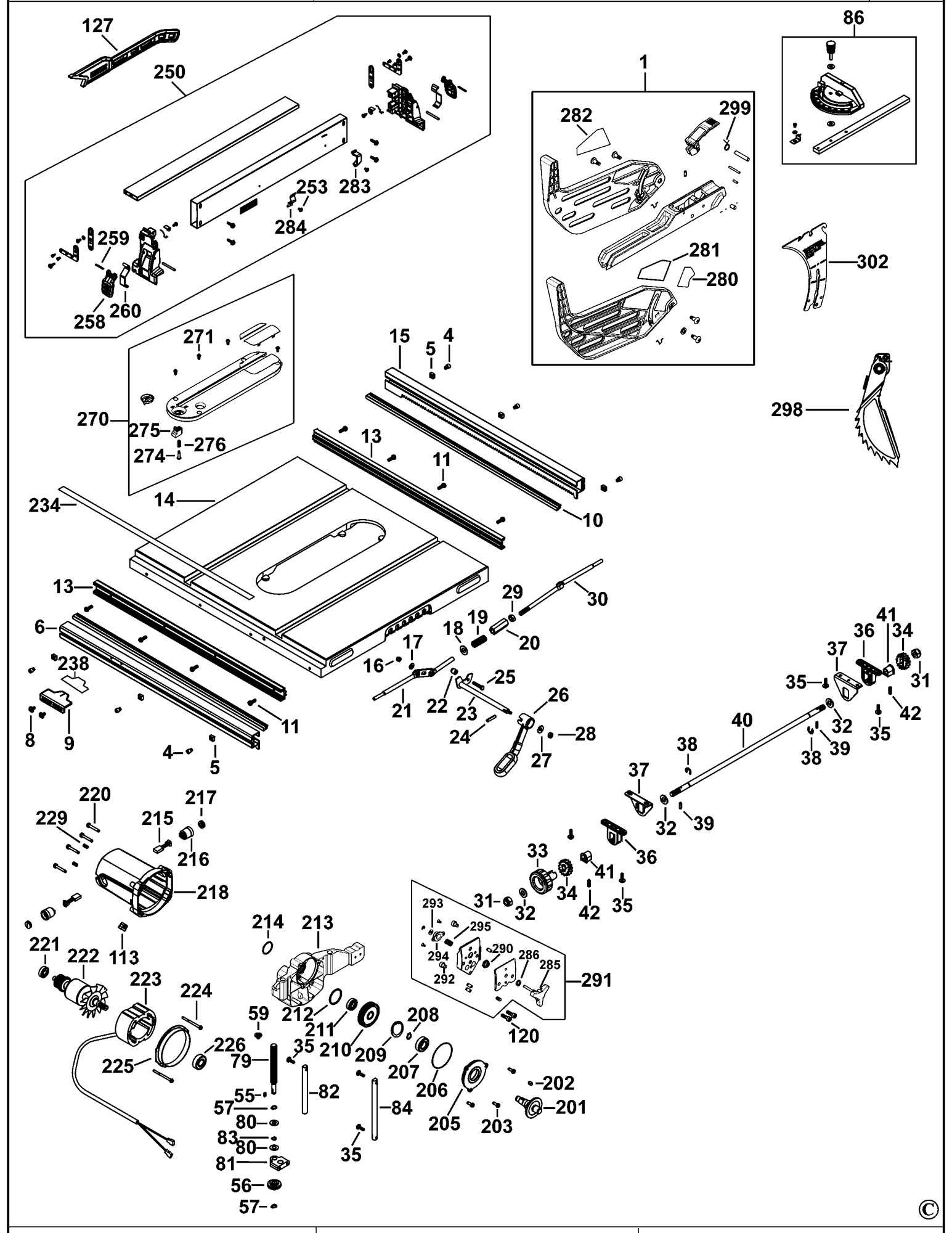 dewalt table saw parts diagram