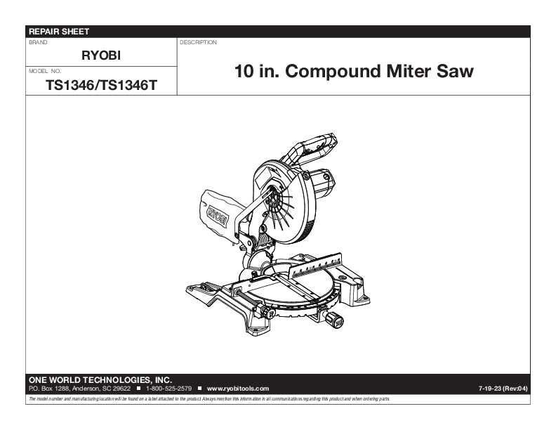 miter saw parts diagram