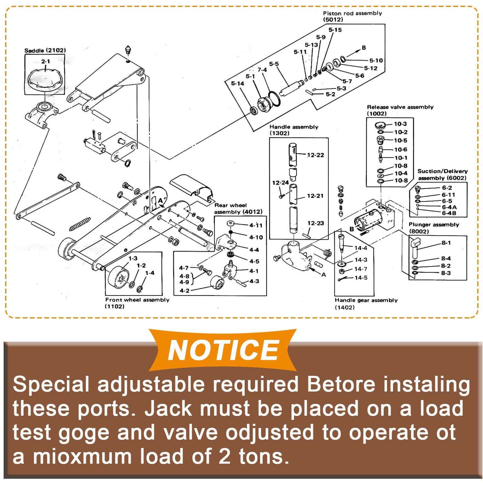 floor jack parts diagram