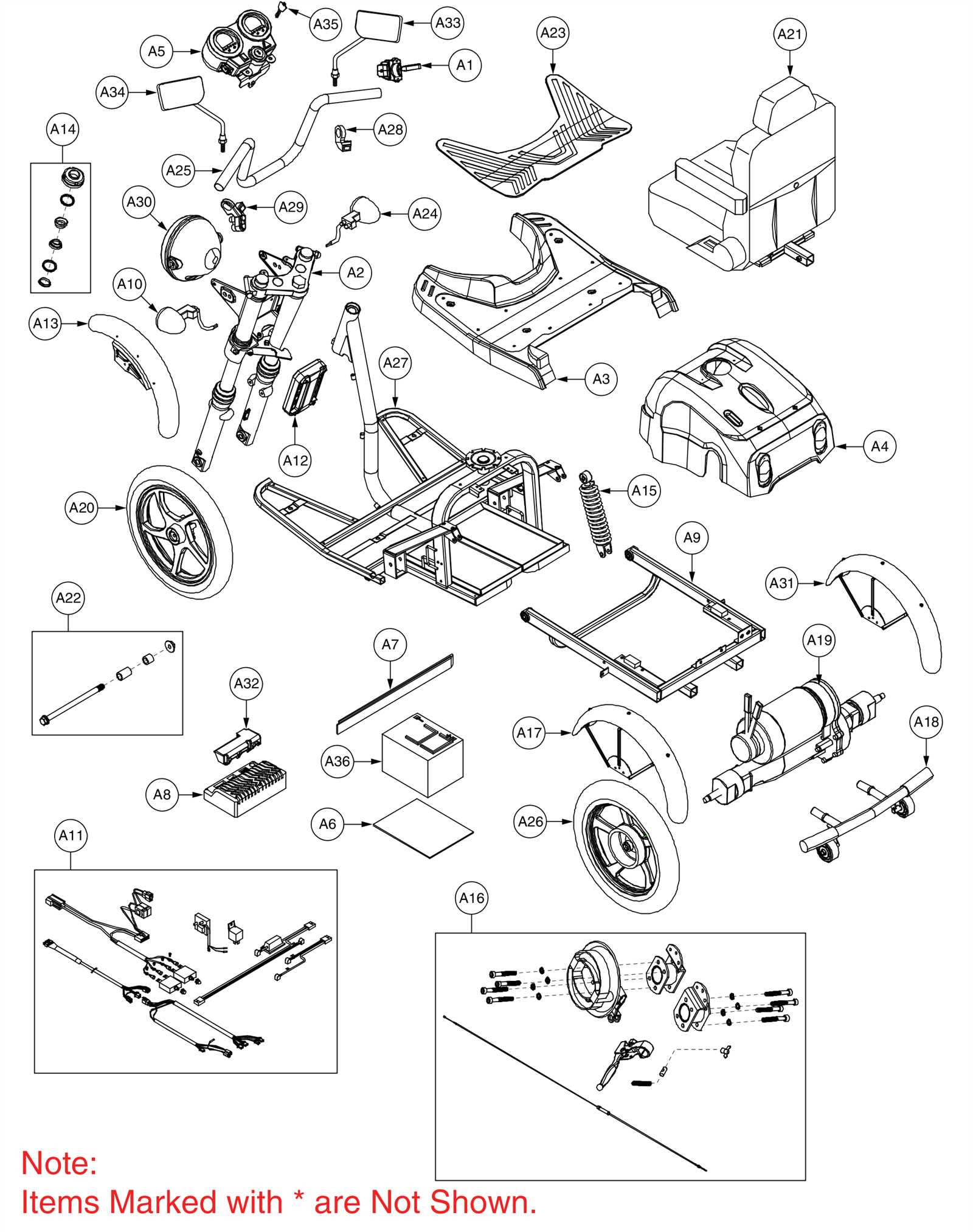 pride mobility scooter parts diagram