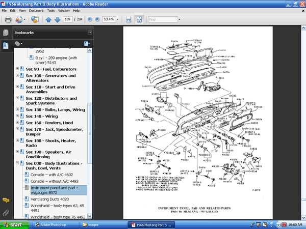 mustang body parts diagram