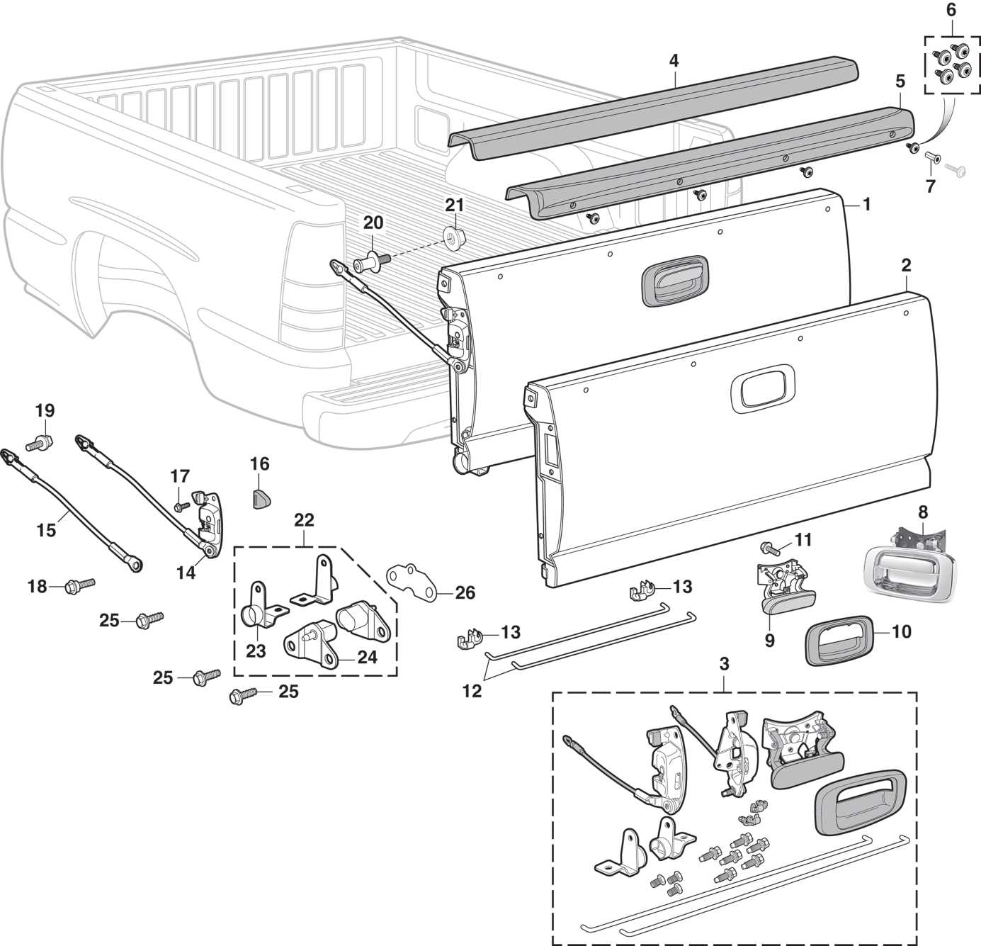 chevy tailgate parts diagram