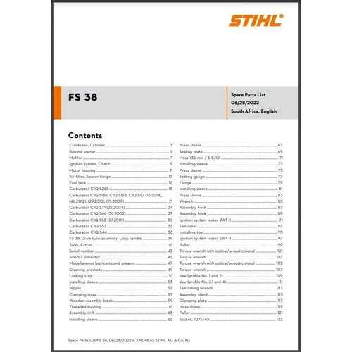 stihl string trimmer parts diagram