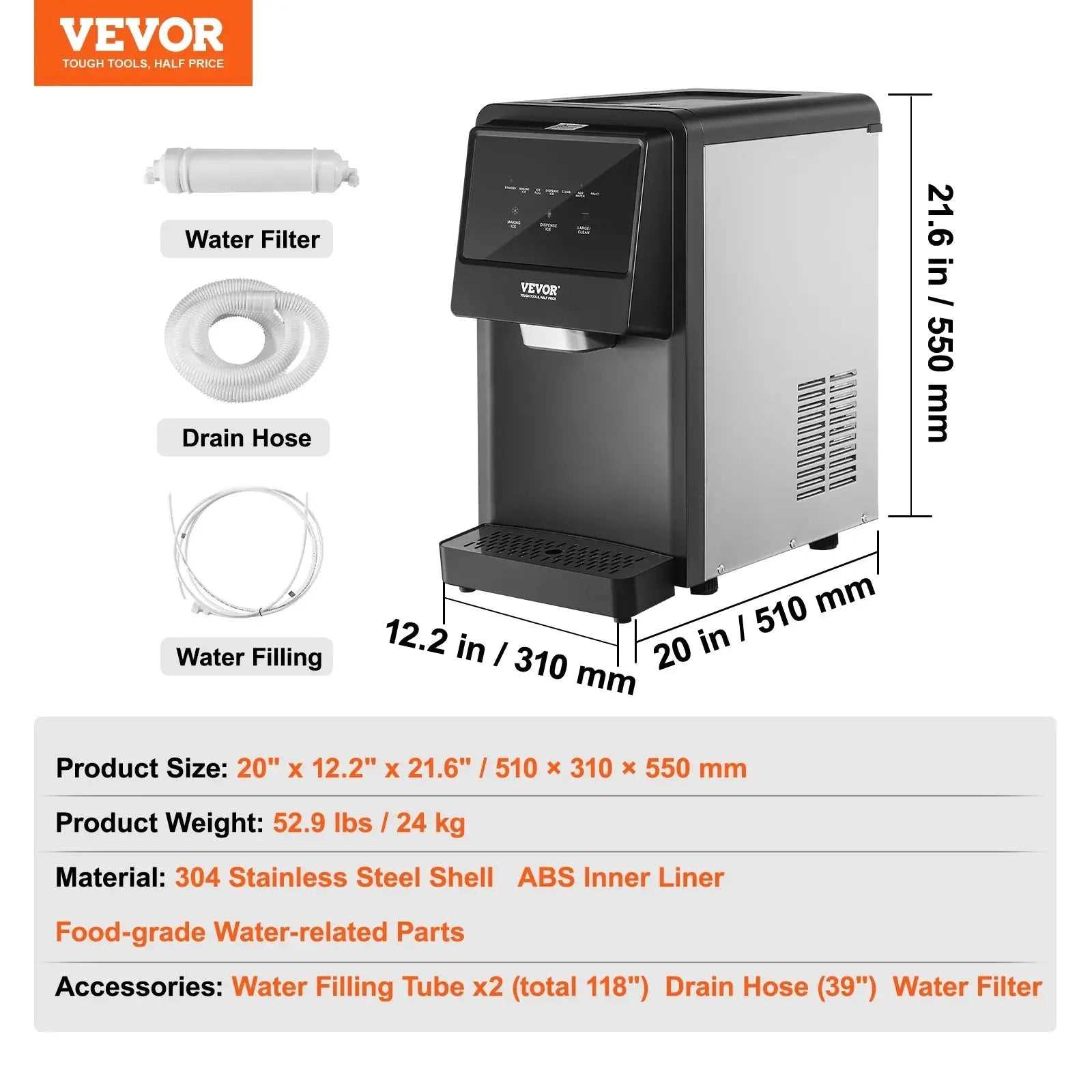 vevor ice machine parts diagram