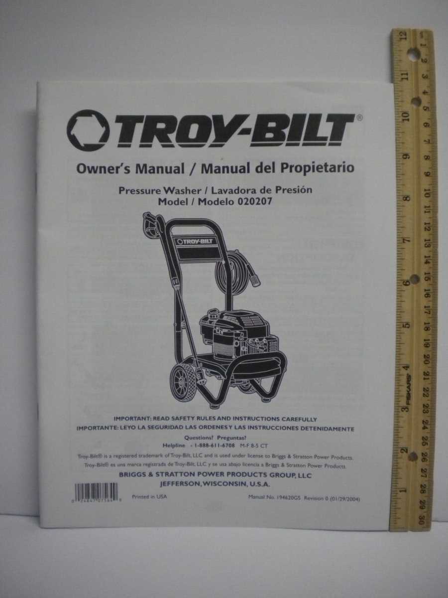 troy bilt 2800 psi pressure washer parts diagram