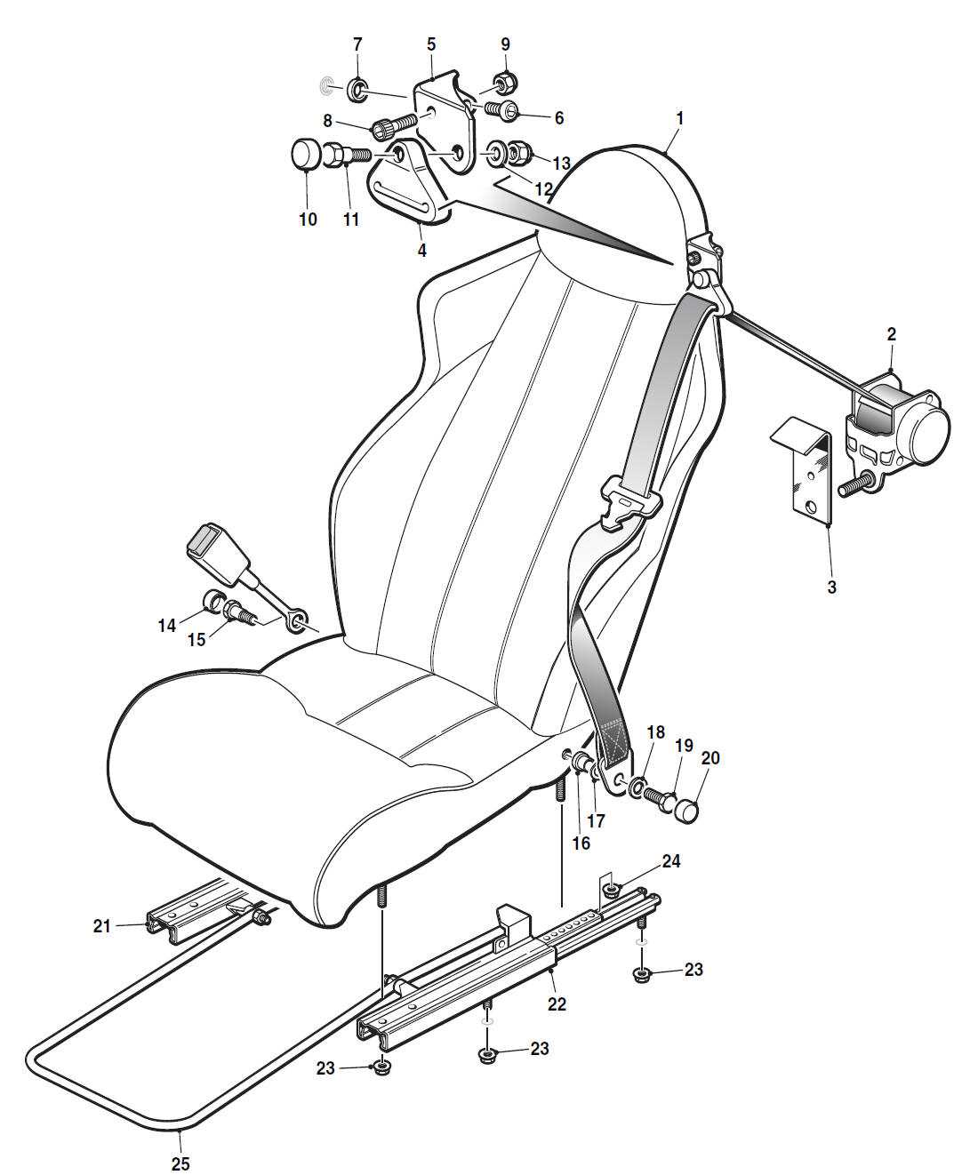 seat belt parts diagram