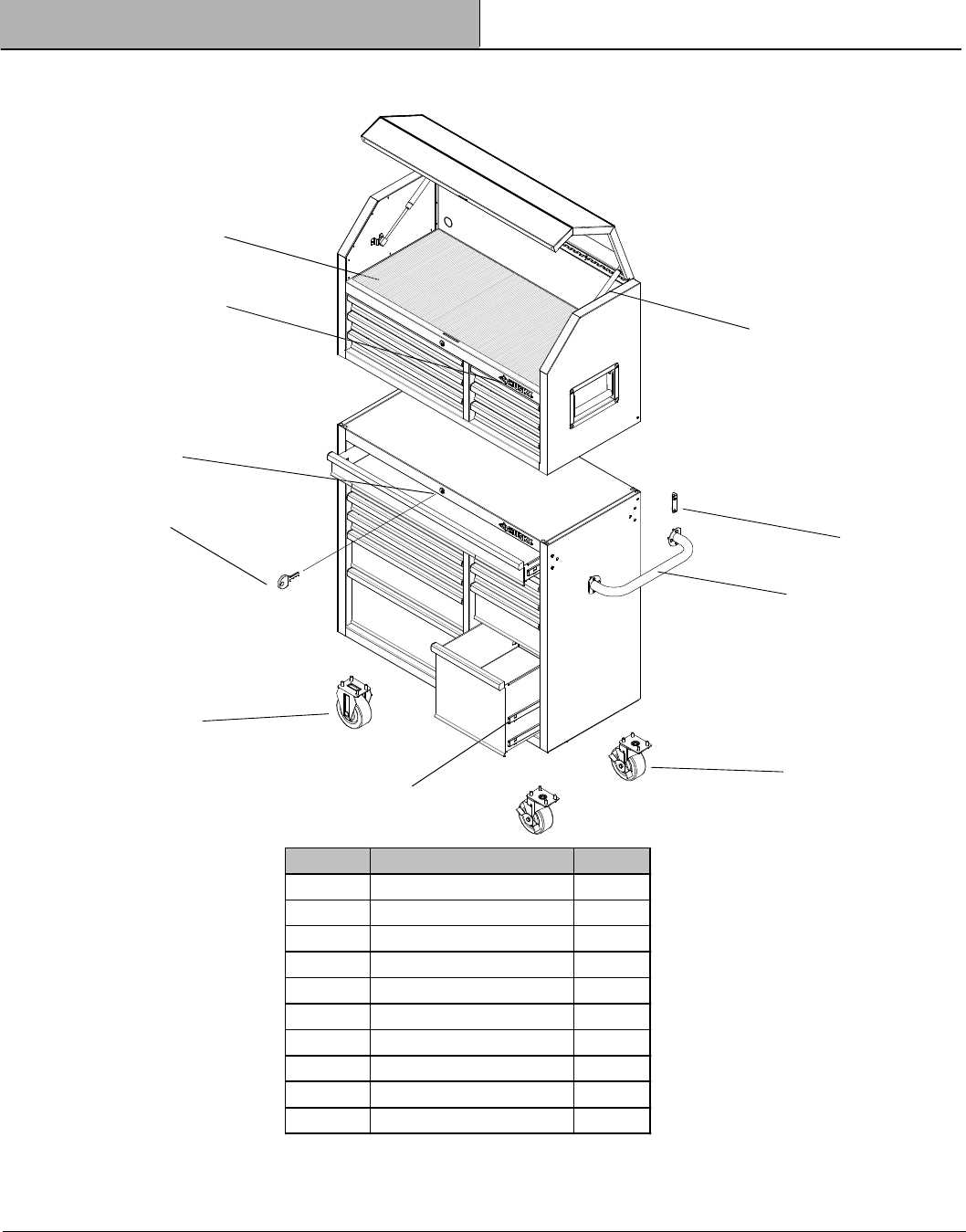 husky tool box parts diagram