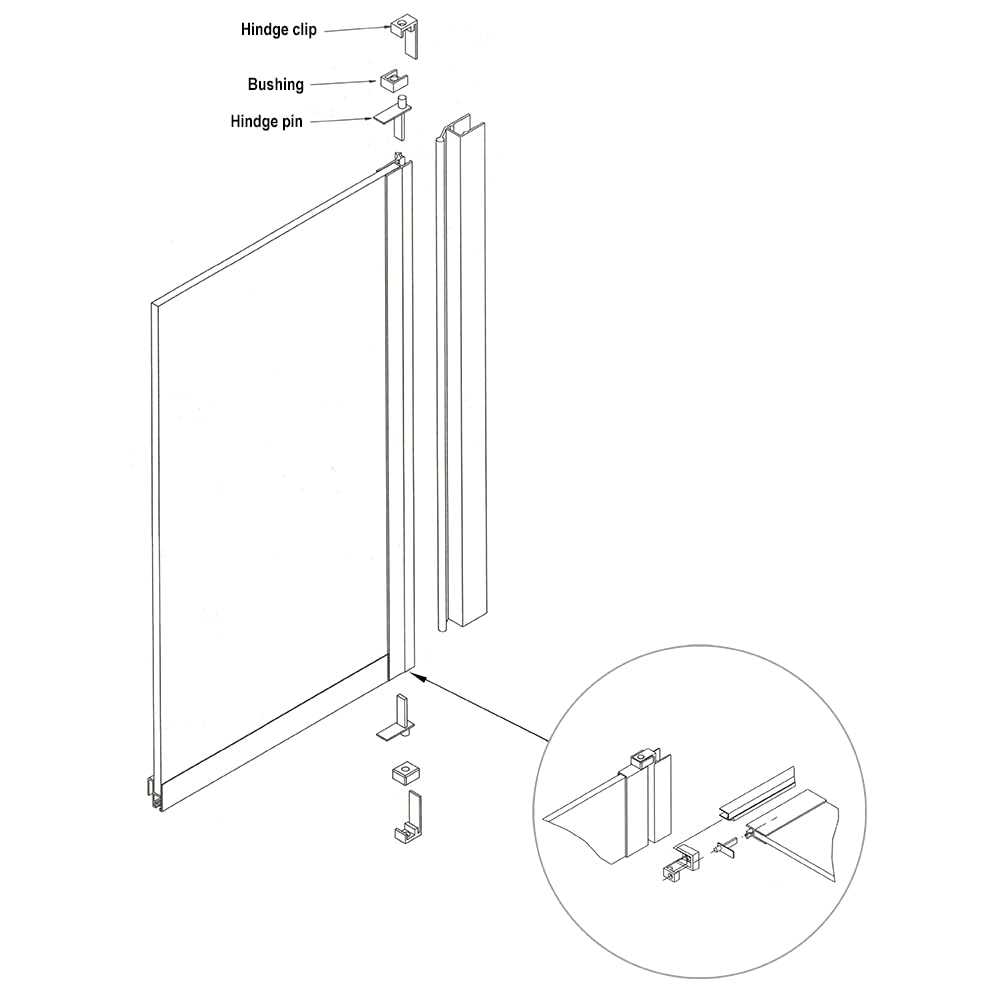 glass shower door parts diagram