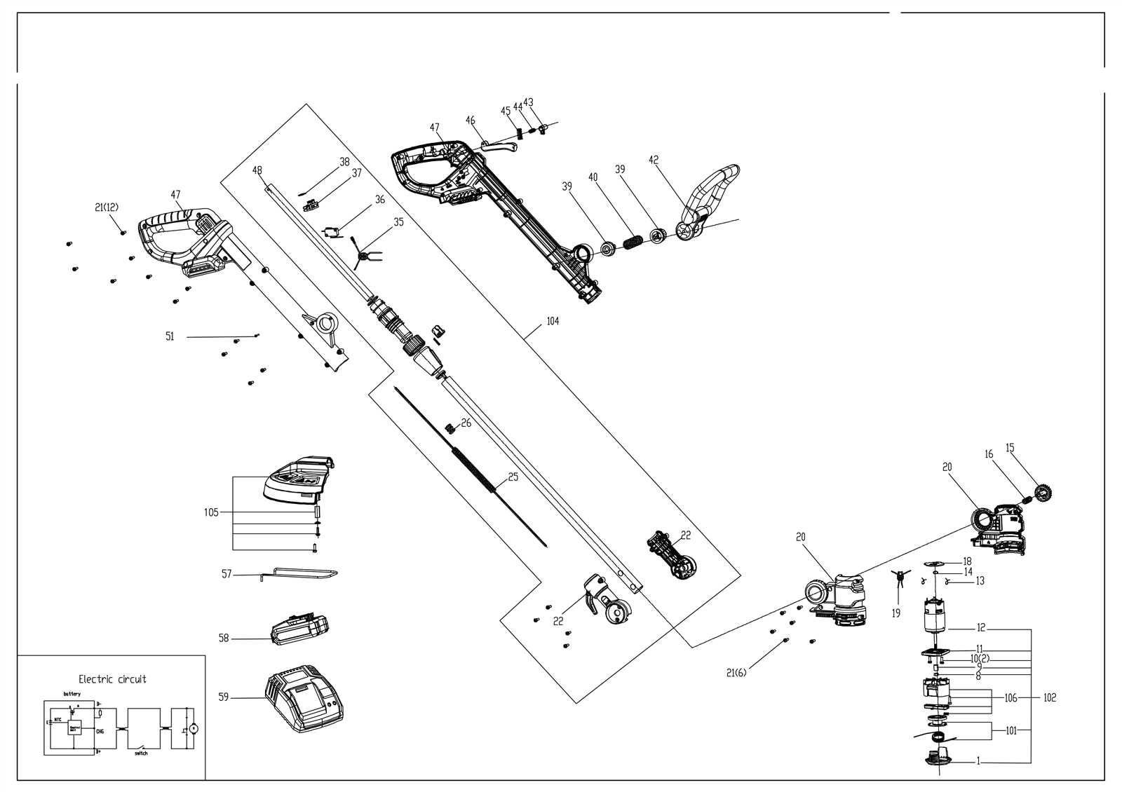 ryobi 18v trimmer parts diagram