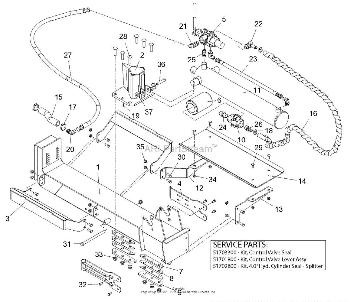 huskee 22 ton log splitter parts diagram