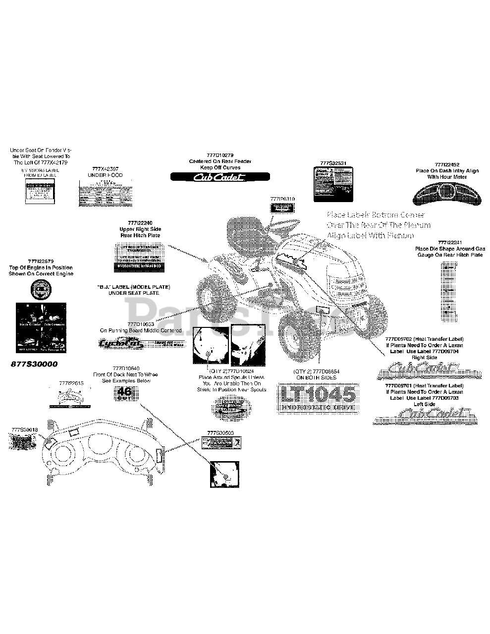 lt1045 cub cadet parts diagram