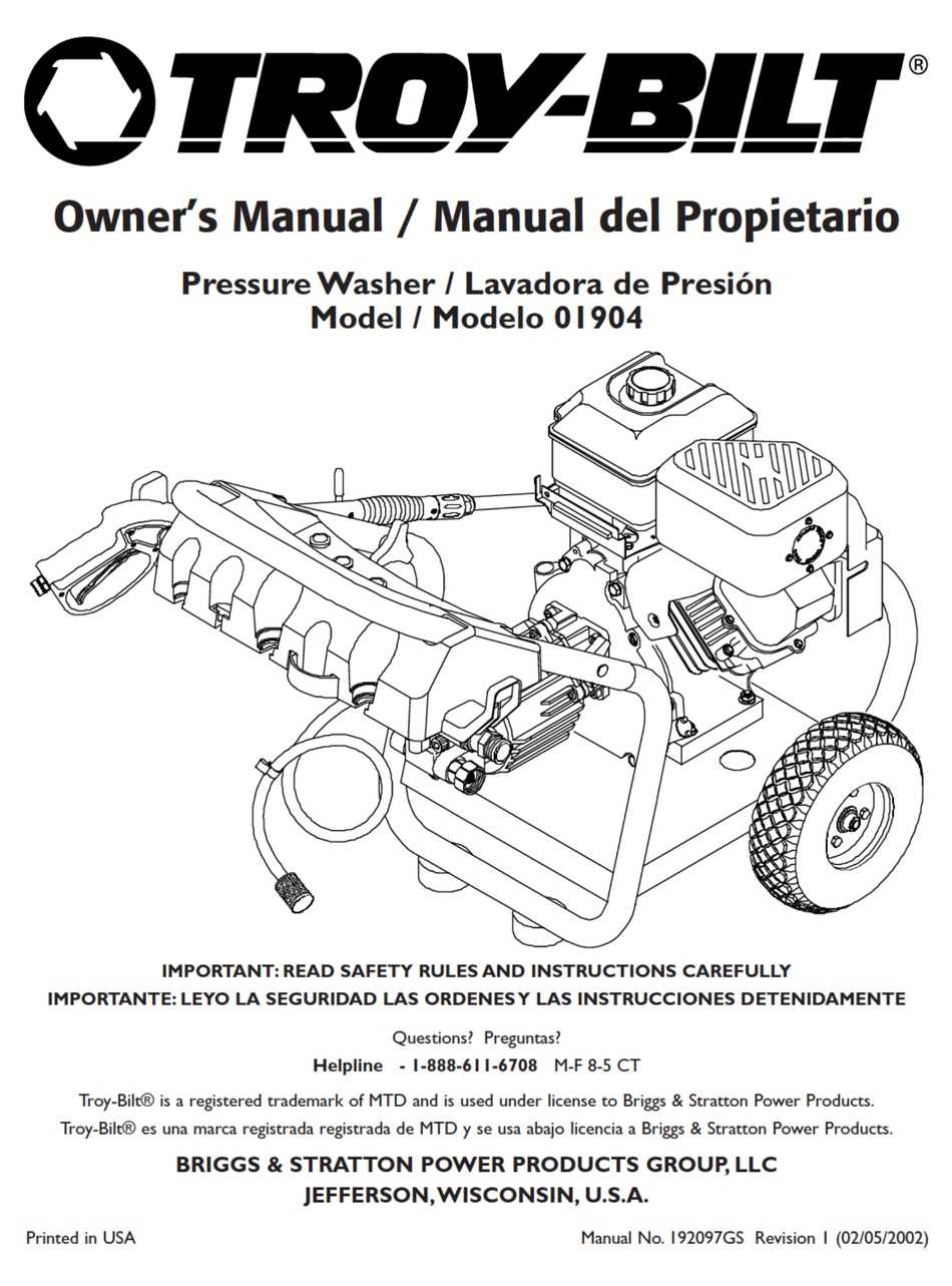 troy bilt 875exi pressure washer parts diagram