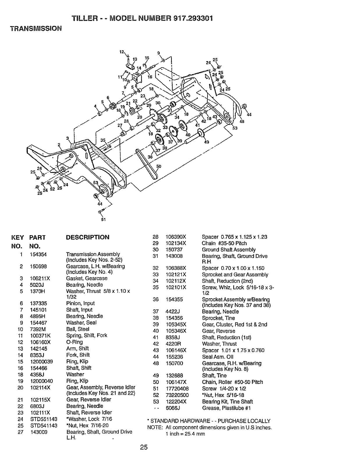 craftsman tiller model 917 parts diagram