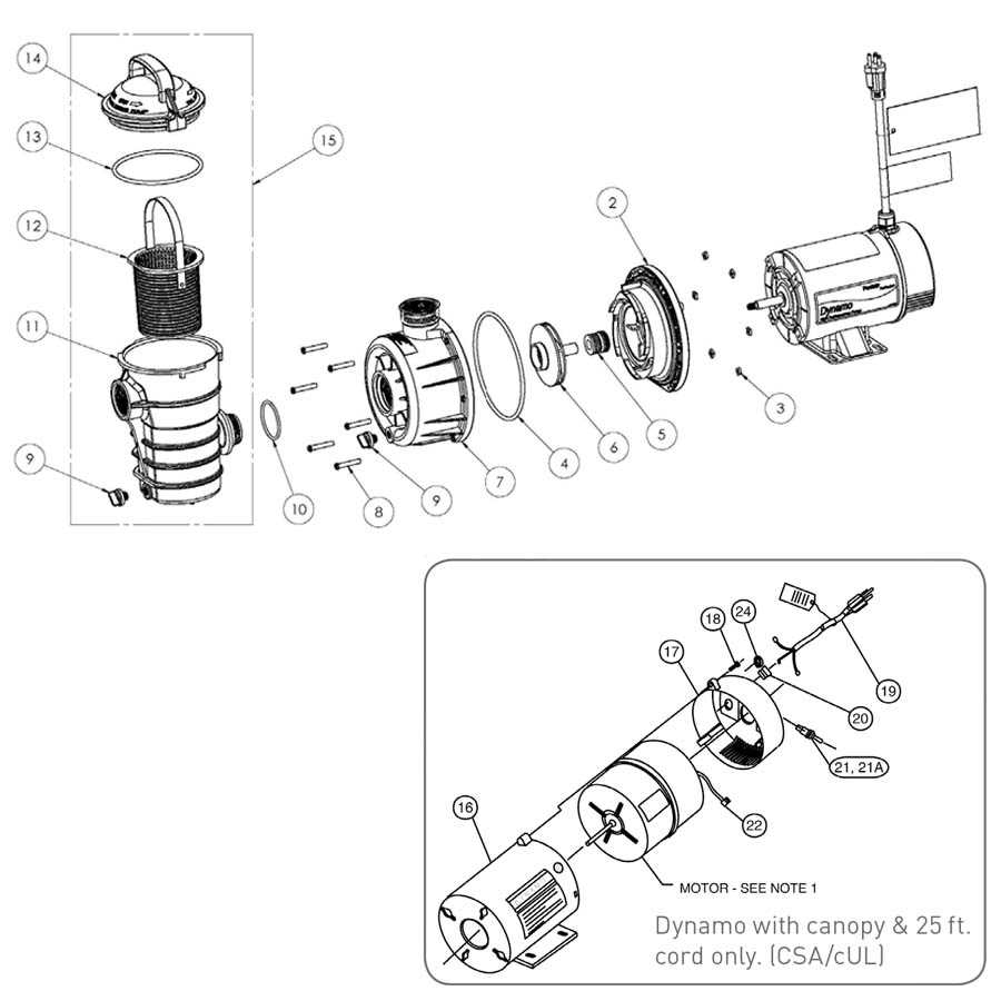 pool pump motor parts diagram