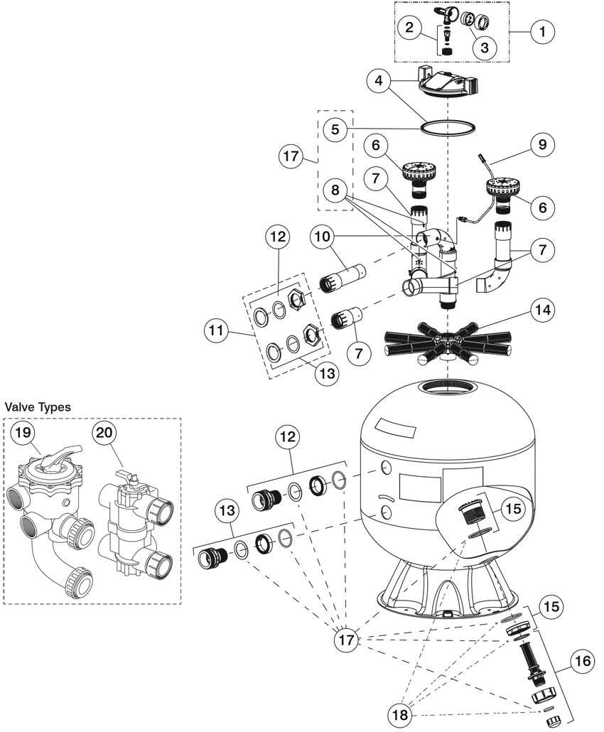 pool sand filter parts diagram