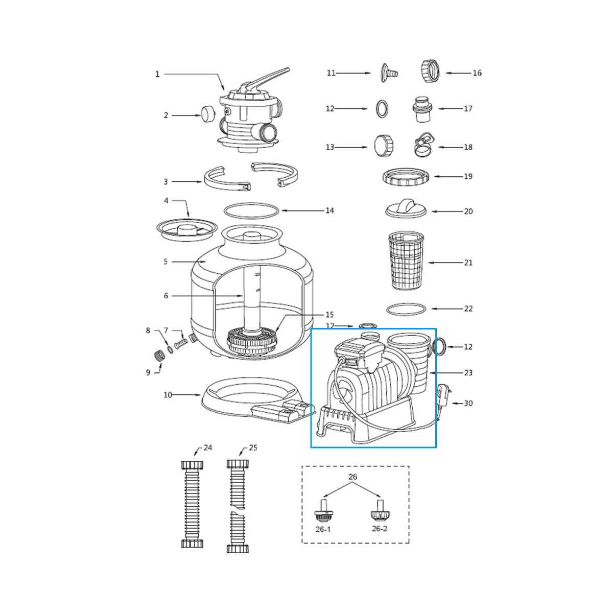 pool sand filter parts diagram